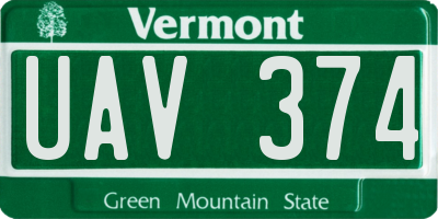 VT license plate UAV374