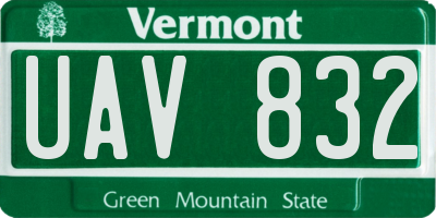VT license plate UAV832