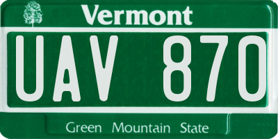 VT license plate UAV870