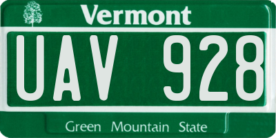 VT license plate UAV928