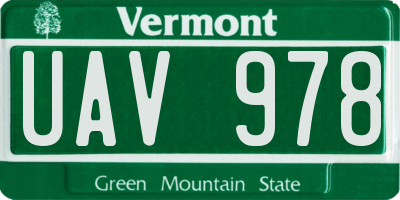 VT license plate UAV978