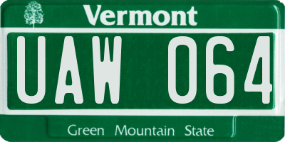 VT license plate UAW064
