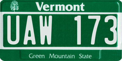 VT license plate UAW173