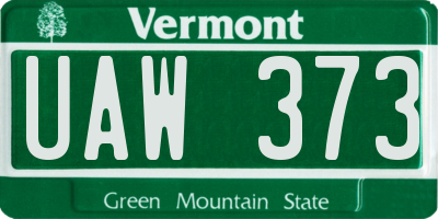 VT license plate UAW373