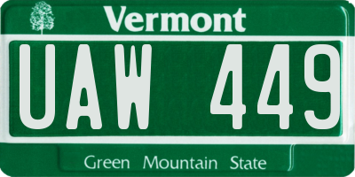 VT license plate UAW449