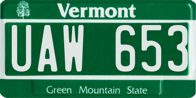VT license plate UAW653