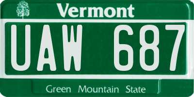 VT license plate UAW687