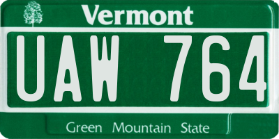 VT license plate UAW764