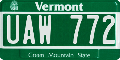 VT license plate UAW772