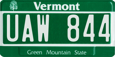 VT license plate UAW844