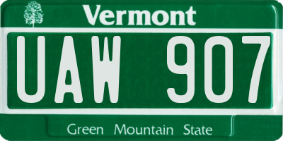 VT license plate UAW907