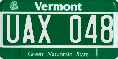 VT license plate UAX048
