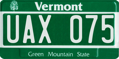 VT license plate UAX075
