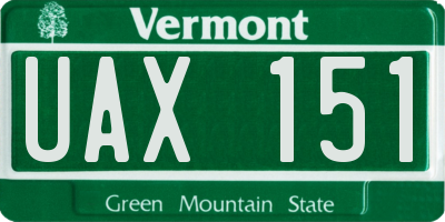 VT license plate UAX151