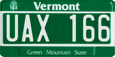 VT license plate UAX166