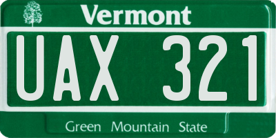VT license plate UAX321
