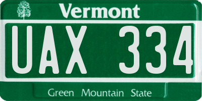 VT license plate UAX334