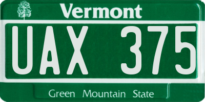 VT license plate UAX375