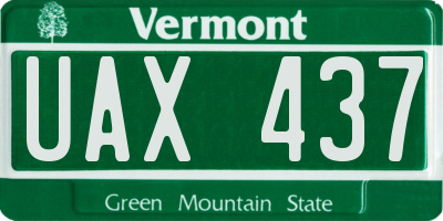 VT license plate UAX437