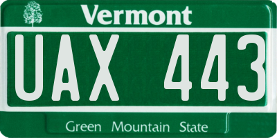 VT license plate UAX443