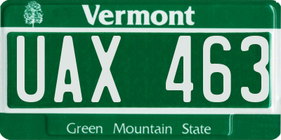 VT license plate UAX463
