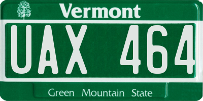 VT license plate UAX464