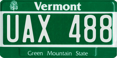 VT license plate UAX488