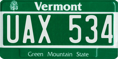 VT license plate UAX534