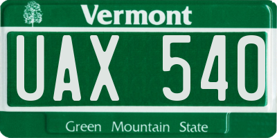 VT license plate UAX540