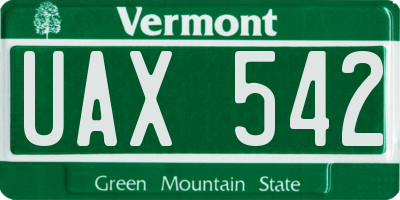 VT license plate UAX542