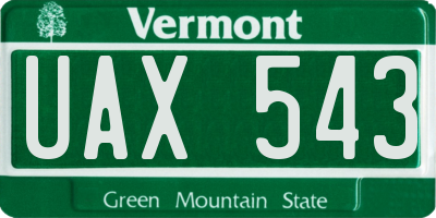 VT license plate UAX543