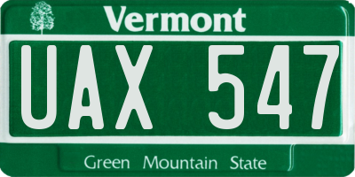 VT license plate UAX547