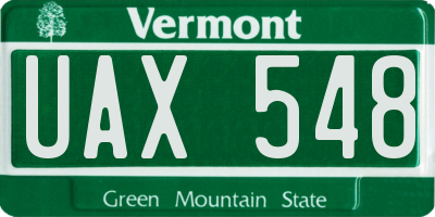VT license plate UAX548