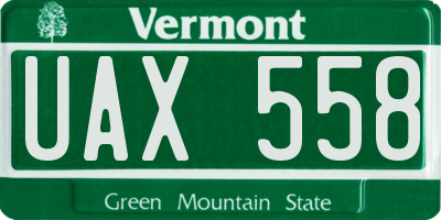 VT license plate UAX558