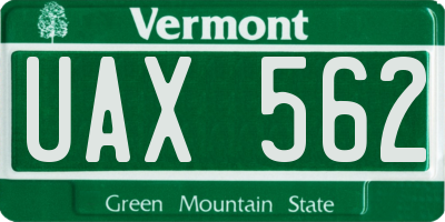 VT license plate UAX562