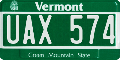 VT license plate UAX574