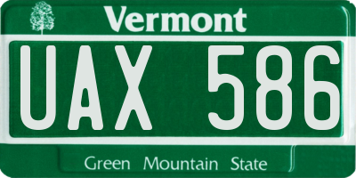 VT license plate UAX586