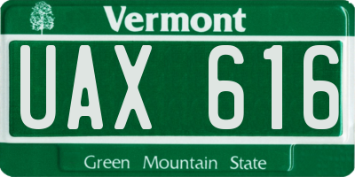 VT license plate UAX616