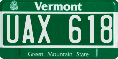 VT license plate UAX618
