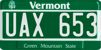 VT license plate UAX653