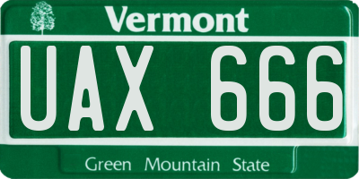 VT license plate UAX666