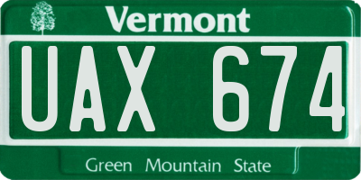 VT license plate UAX674
