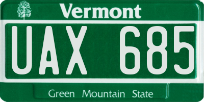 VT license plate UAX685