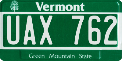 VT license plate UAX762