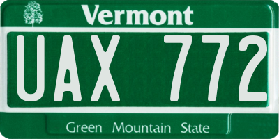 VT license plate UAX772