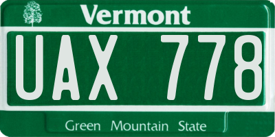VT license plate UAX778