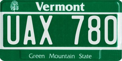 VT license plate UAX780