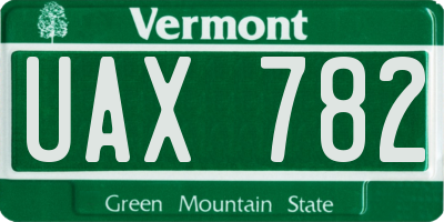 VT license plate UAX782