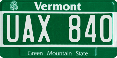 VT license plate UAX840