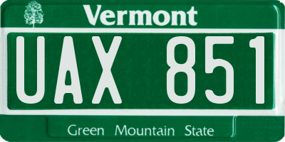VT license plate UAX851